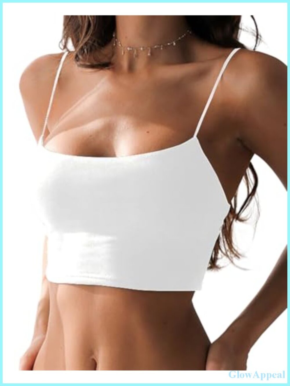 Women's Spaghetti Strap Slim Fitted Cami Crop Top Sleeveless Y2K